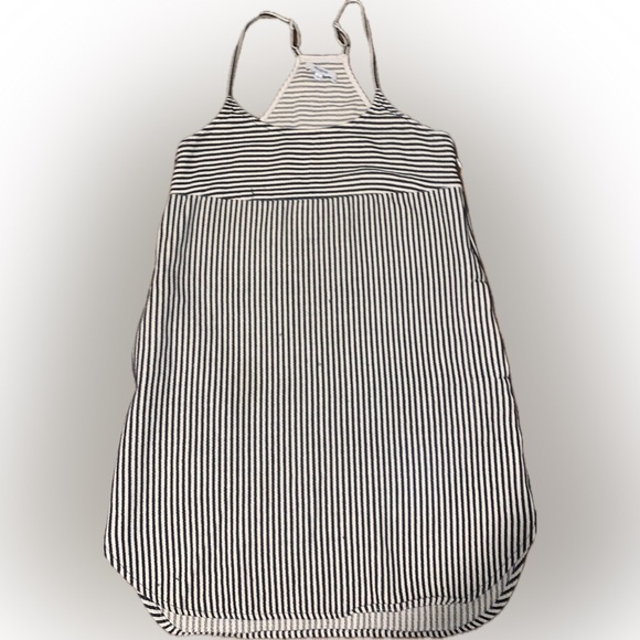 Madewell Striped Black Cream Shift Apron Racerback Casual Dress Pockets Cotton 2 - Picture 10 of 10